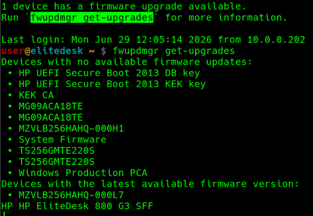fwupd on Ubuntu Server 24.04, telling me that there's a SecureBoot update