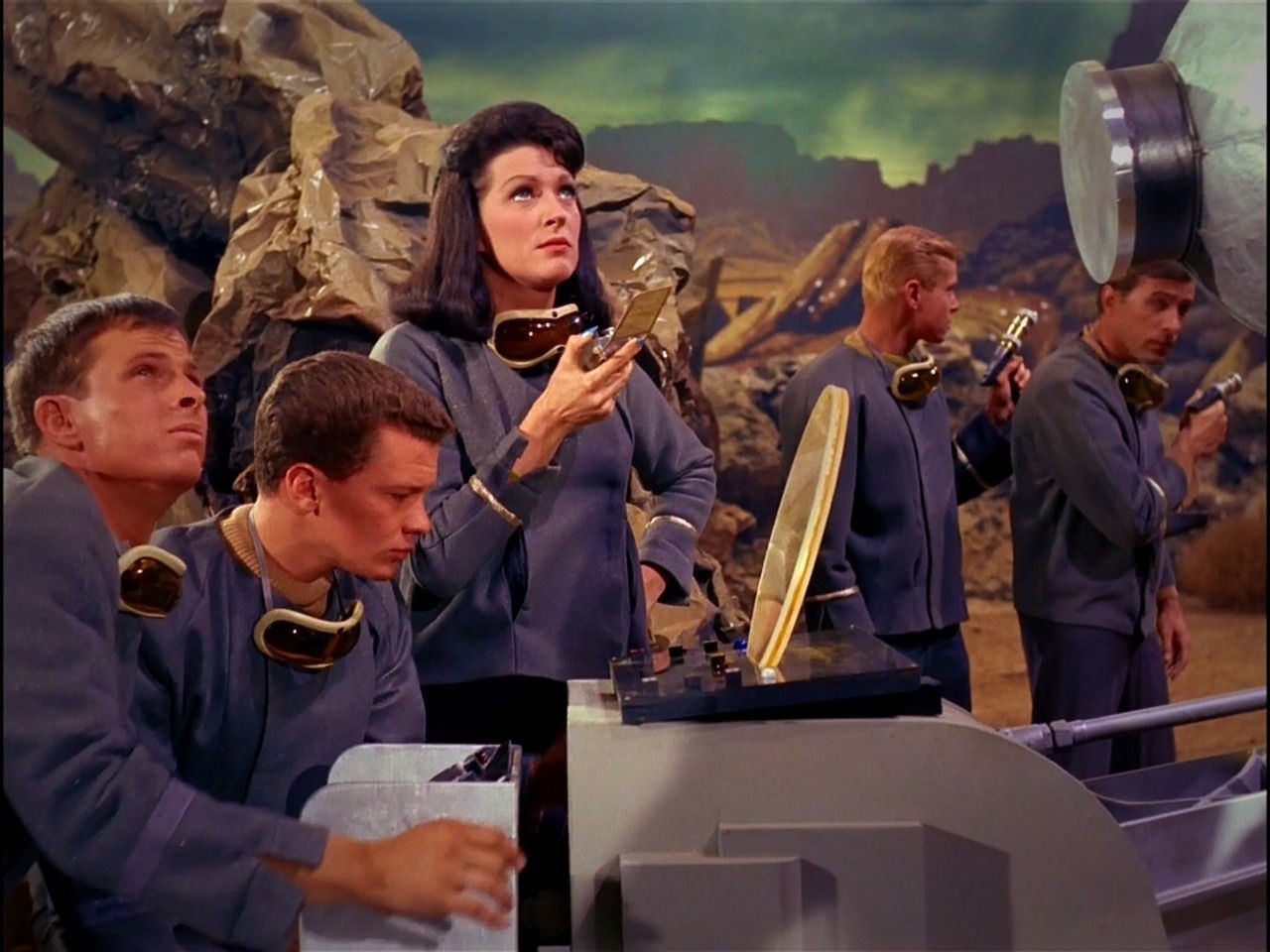 Majel Barrett, Captain Pike's "Number One" has to take over the command of the crew, after Pike gets kidnapped by the "Talosians".