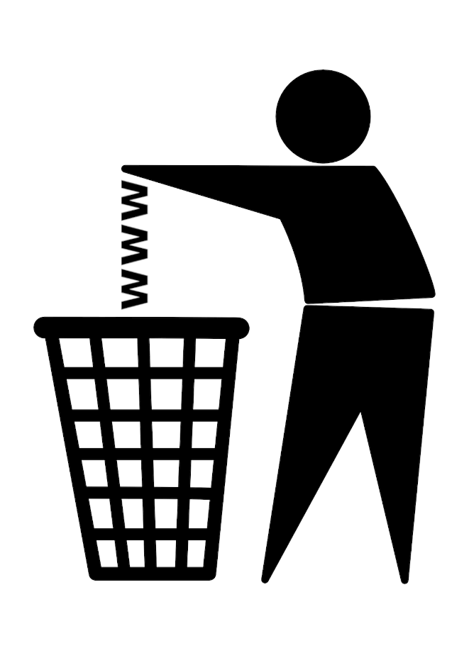 sticker, www goes to trash basket